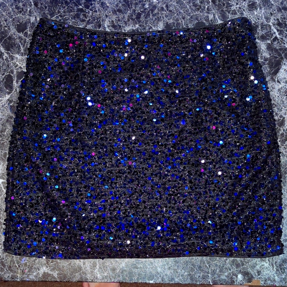 SHEIN Blue Stretchy Sequin Mini Skirt Two Available Med or Large